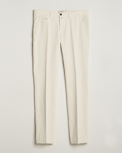 Herren | The Linen Lifestyle | Briglia 1949 | Slim Fit Diagonal Cotton Stretch Trousers Cream