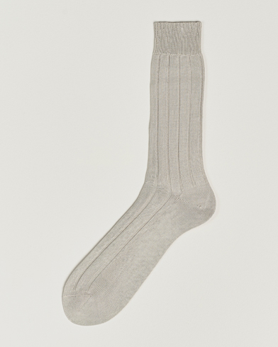 Herren |  | Bresciani | Wide Ribbed Cotton Socks Off White