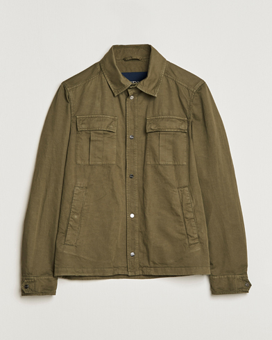 Herren | Stilvolle Jacken | Herno | Washed Cotton/Linen Shirt Jacket Army Green
