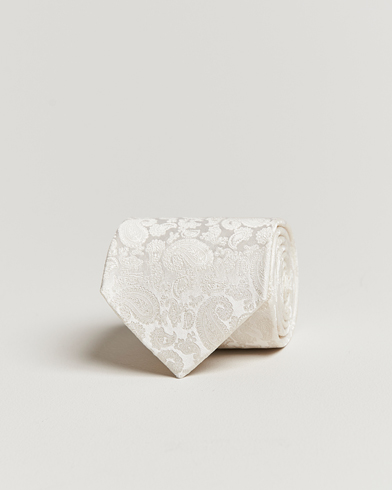 Herren |  | Amanda Christensen | Silk Tonal Paisley Tie 8 cm Cream