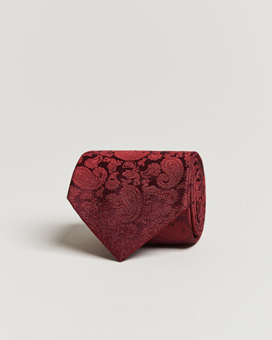 Herren |  | Amanda Christensen | Silk Tonal Paisley Tie 8 cm Wine