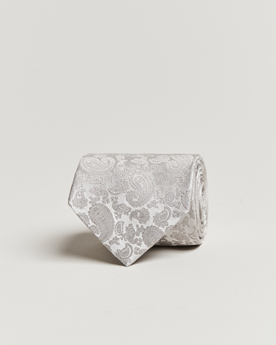 Herren |  | Amanda Christensen | Silk Tonal Paisley Tie 8 cm Silver