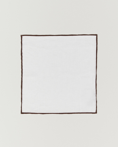 Herren |  | Amanda Christensen | Linen Paspoal Pocket Square White/Brown
