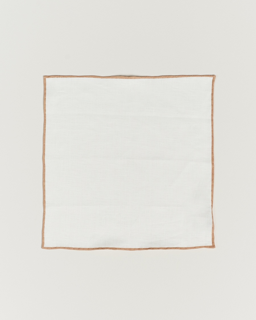 Herren | Amanda Christensen | Amanda Christensen | Linen Paspoal Pocket Square Sand/White