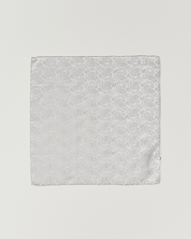 Herren |  | Amanda Christensen | Tonal Paisley Silk Pocket Square Silver