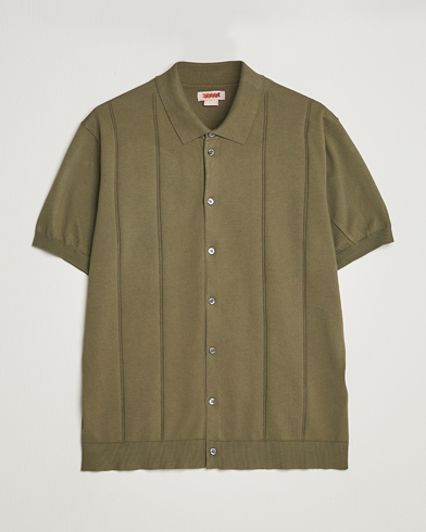 Herren | Kurzarm-Poloshirts | Baracuta | Horatio Cotton Garment Dyed Knitted Polo Shirt Olive
