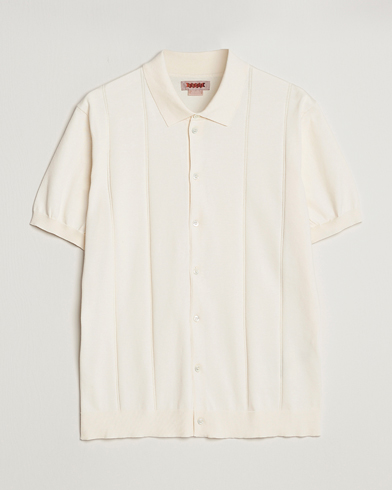 Herren |  | Baracuta | Horatio Cotton Garment Dyed Knitted Polo Shirt Ivory