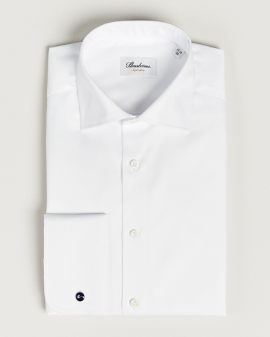 Herren |  | Stenströms | Superslim Double Cuff Cotton Shirt White