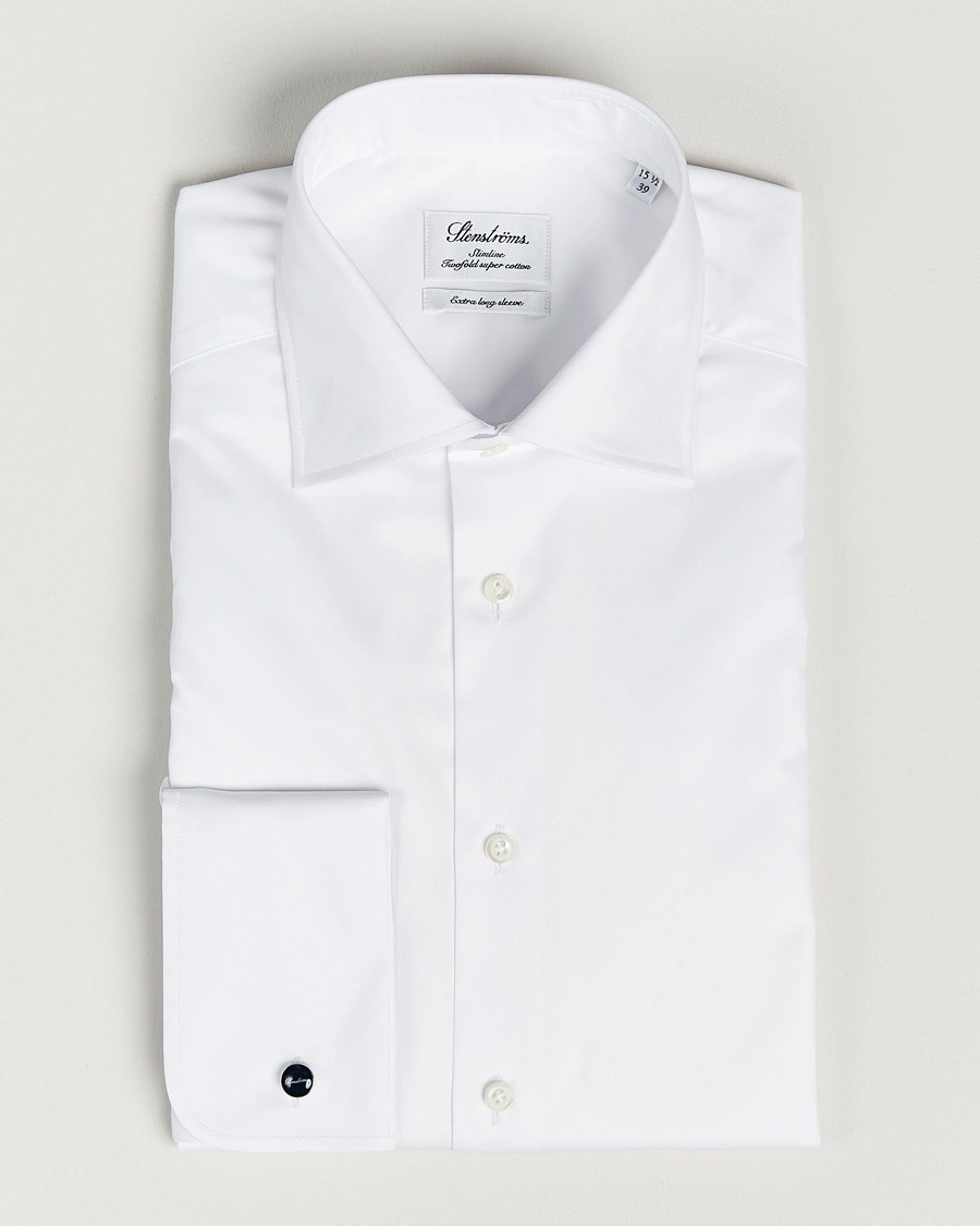 Herren | Stenströms | Stenströms | Slimline X-Long Sleeve Double Cuff Shirt White