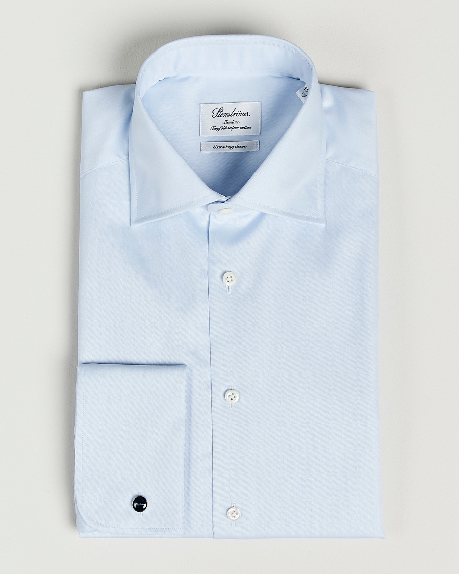 Herren | | Stenströms | Slimline X-Long Sleeve Double Cuff Shirt Light Blue