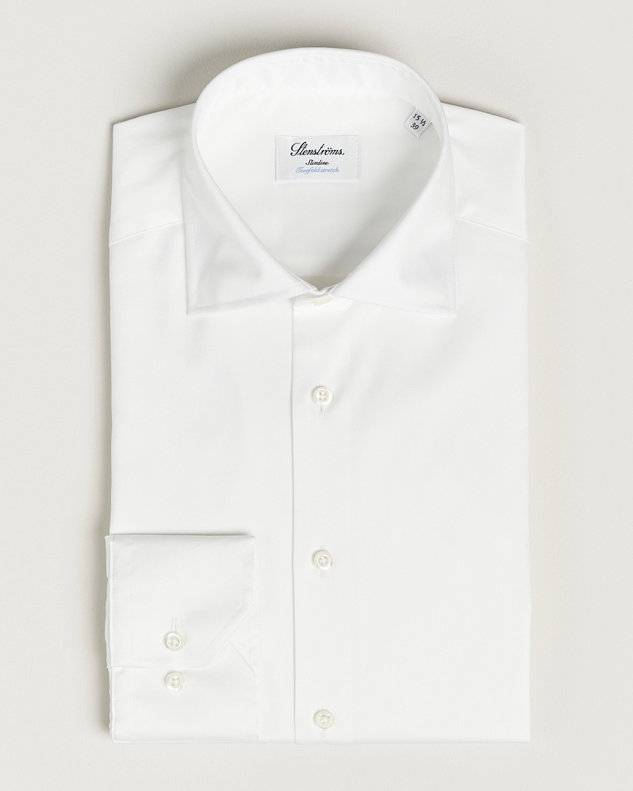 Herren | | Stenströms | Fitted Body Twofold Stretch Shirt White
