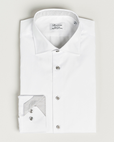 Herren |  | Stenströms | Fitted Body Contrast Cotton Twill Shirt White