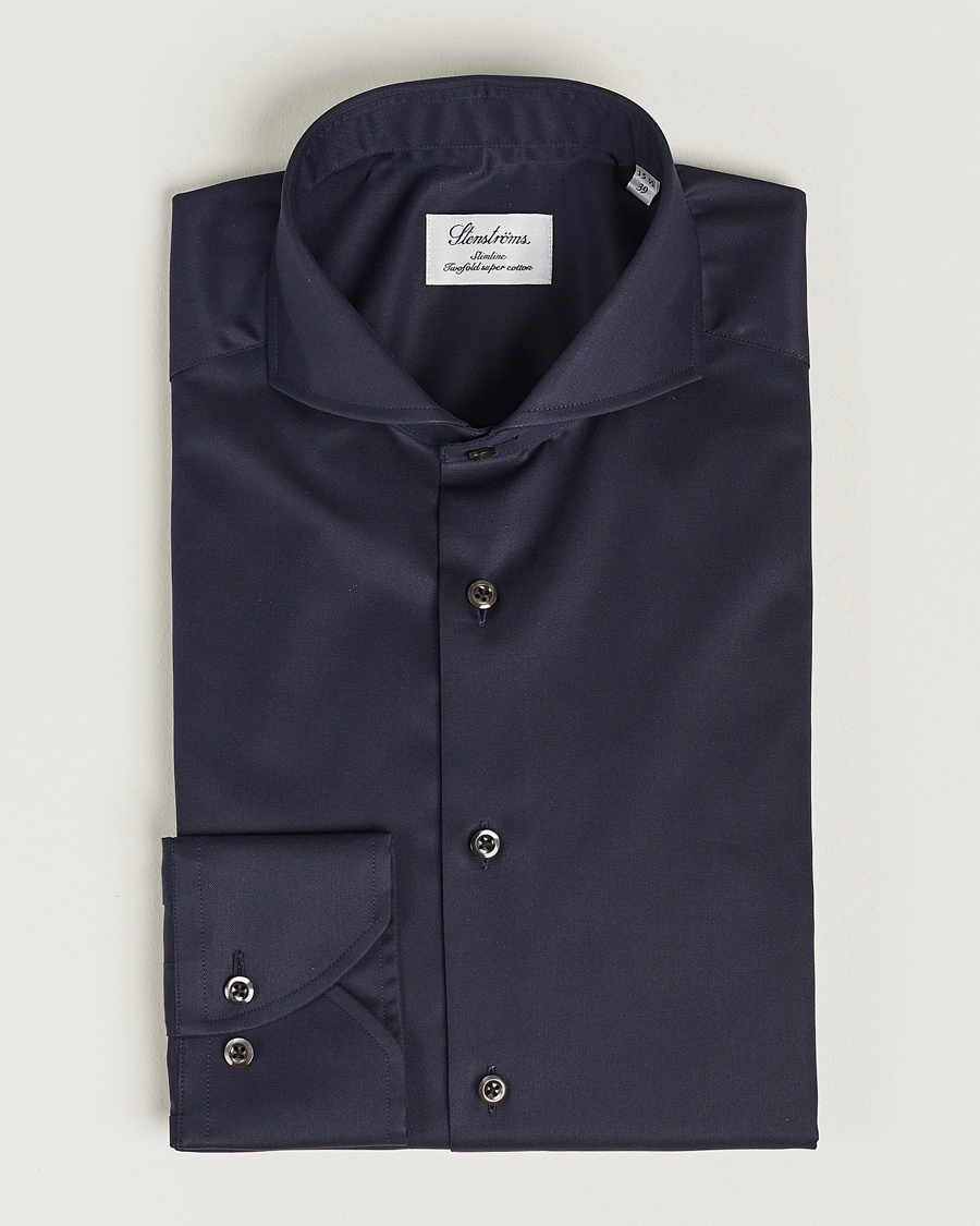 Herren | Stenströms | Stenströms | Slimline Extreme Cut Away Shirt Navy