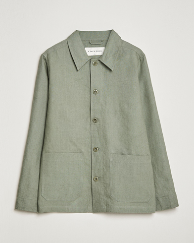 Herren | Summer | A Day's March | Original Linen Overshirt Dusty Green