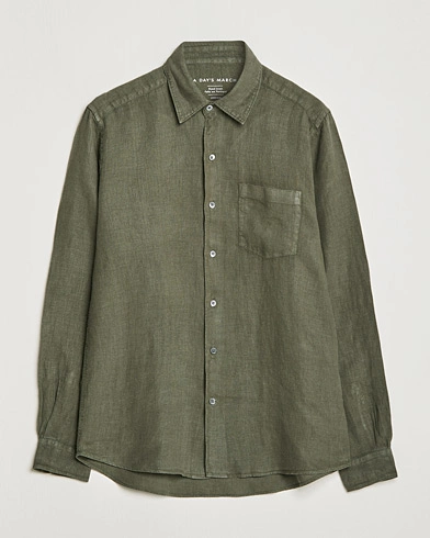 Herren | The Linen Lifestyle | A Day's March | Abu Linen Shirt Seaweed