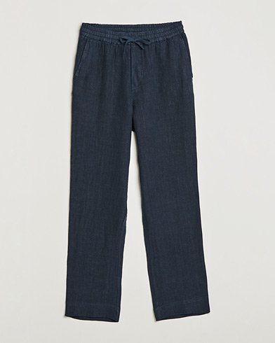 Herren | The Linen Lifestyle | A Day's March | Tamait Drawstring Linen Trousers Navy
