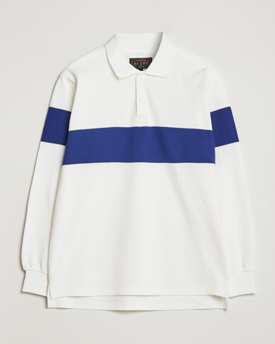Herren |  | BEAMS PLUS | Panel Stripe Long Sleeve Polo White