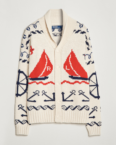 Herren | Strickjacke | Polo Ralph Lauren | Knitted Fishermen Shawl Collar Cardigan Cream