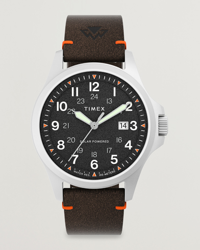 Herren | Lederarmband | Timex | Field Post Solar Watch 41mm Textured Black Dial
