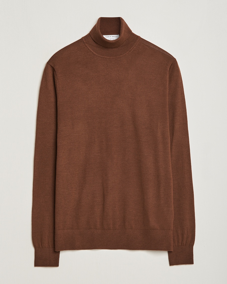 Tiger of Sweden Nevile Extra Fine Merino Polo Golden Copper - Braun - Rollkragenpullover - Grösse: S