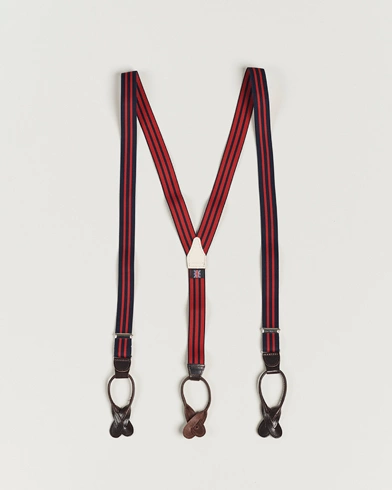 Herren | Accessoires | Albert Thurston | Elastic Narrow Stripe Braces 25mm Navy/Red
