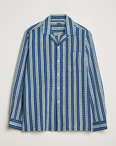 Herren |  | Beams F | Relaxed Cotton Shirt Blue Stripes