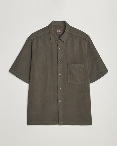 Herren |  | Oscar Jacobson | Regular Fit City Crepe Cotton Shirt Green