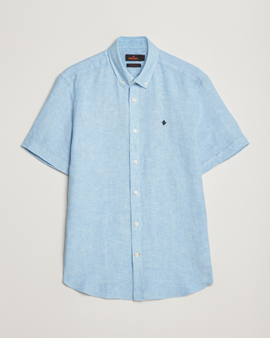Herren |  | Morris | Douglas Linen Short Sleeve Shirt Light Blue