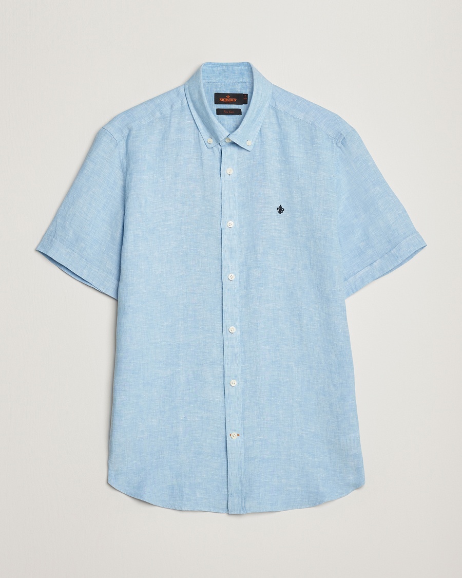 Herren | Kurzarmhemden | Morris | Douglas Short Sleeve Linen Shirt Light Blue