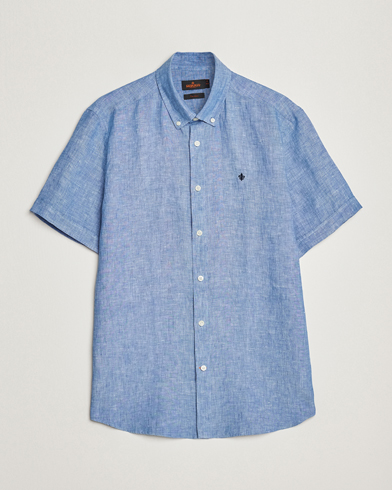 Herren |  | Morris | Douglas Linen Short Sleeve Shirt Blue