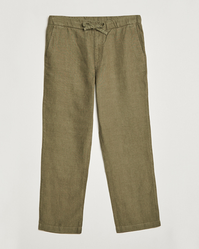 Herren | The Linen Lifestyle | NN07 | Keith Drawstring Linen Trousers Army