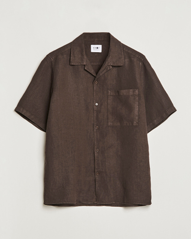 Herren | Kurzarmhemden | NN07 | Julio Linen Resort Shirt Brown