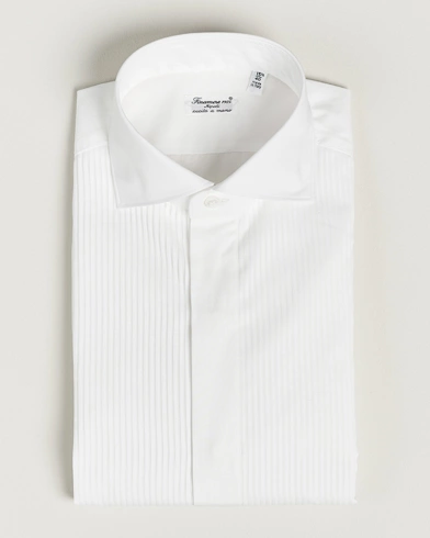 Herren | Black Tie | Finamore Napoli | Milano Slim Plisse Smoking Shirt White