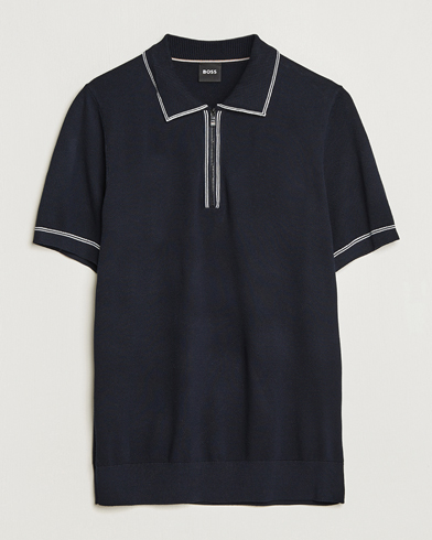 Herren | Poloshirt | BOSS BLACK | Oleonardo Knitted Half Zip Polo Dark Blue