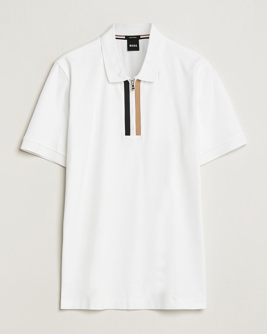 BOSS BLACK Paras Half Zip Polo White - Weiß - Kurzarm-Poloshirts - Grösse: XXL