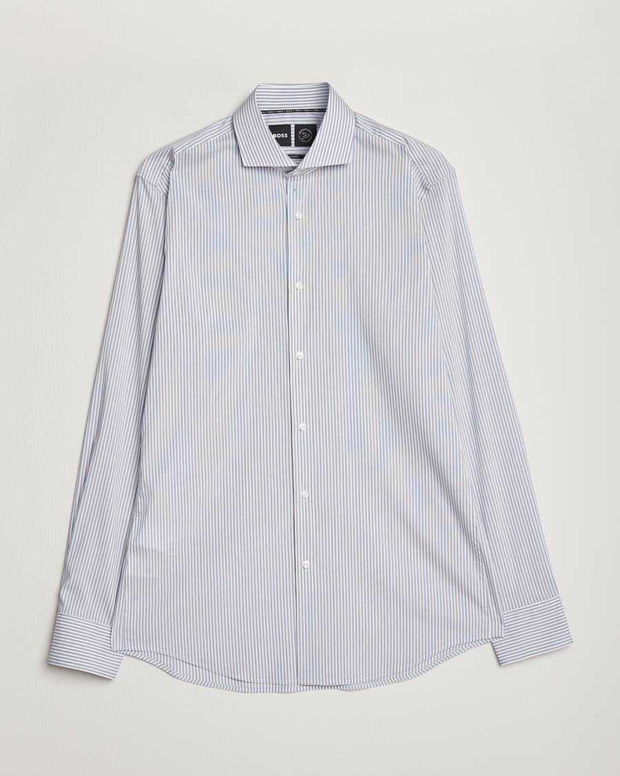 Herren | | BOSS BLACK | Hank 4-Way Striped Stretch Shirt Open Blue