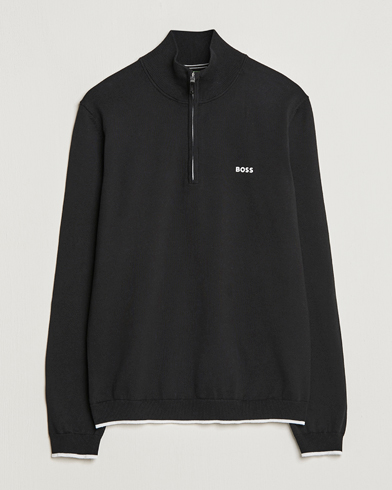 Herren | BOSS GREEN | BOSS GREEN | Zallo Knitted Half Zip Sweater Black