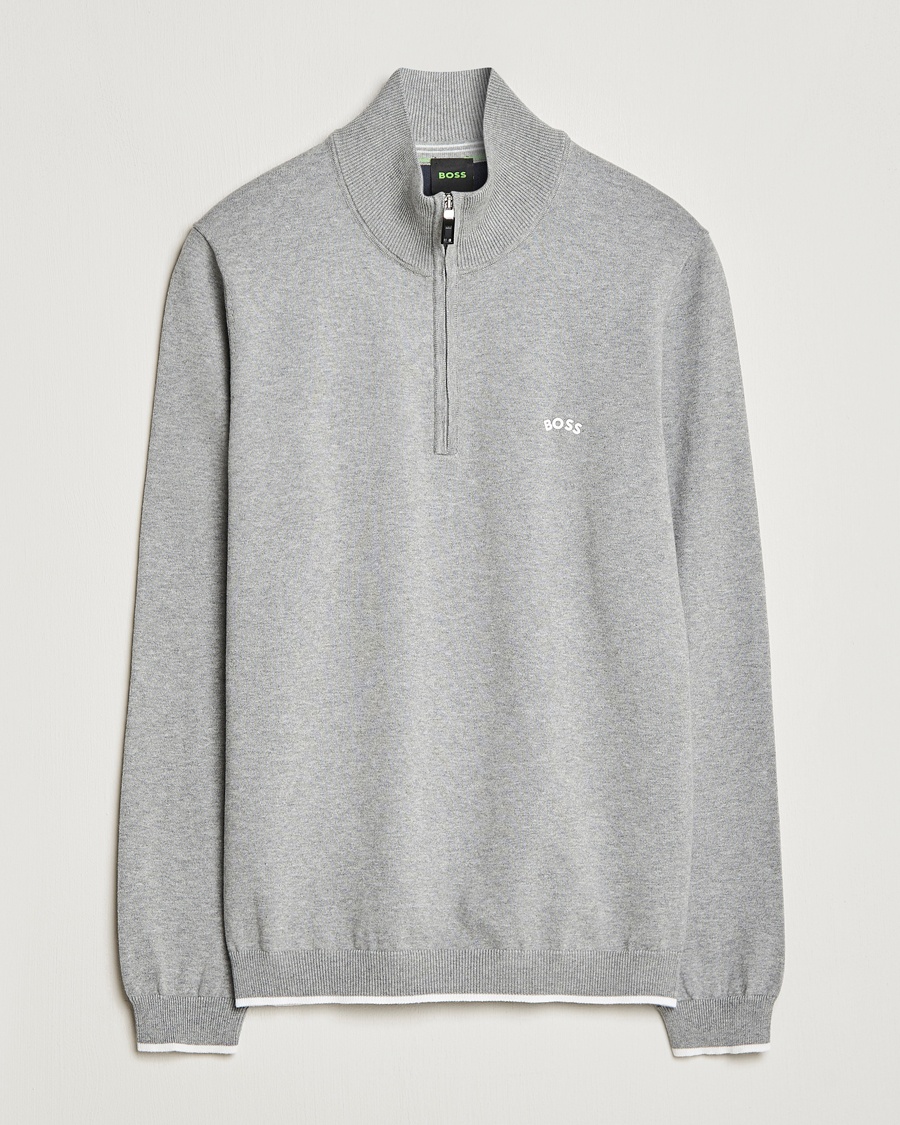 BOSS GREEN Zallo Knitted Half Zip Sweater Light Grey - Grau - Half-zip - Grösse: XL