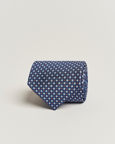 Herren |  | E. Marinella | 3-Fold Printed Silk Tie Dark Blue