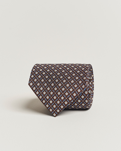 Herren | Krawatten | E. Marinella | 3-Fold Printed Silk Tie Dark Brown