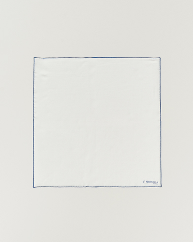 Herren |  | E. Marinella | Silk Pocket Square White/Blue