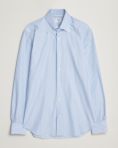 Herren |  | Mazzarelli | Soft Button Down Striped Shirt Light Blue