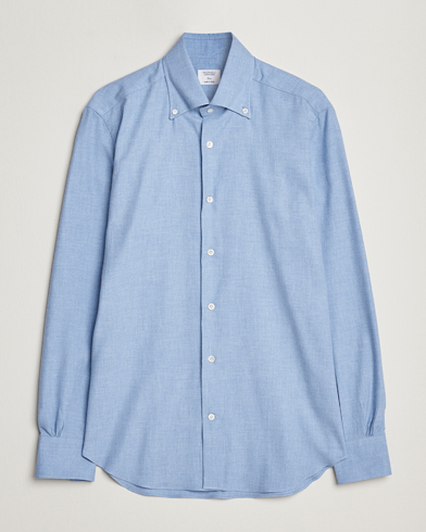 Herren |  | Mazzarelli | Soft Button Down Flannel Shirt Light Blue