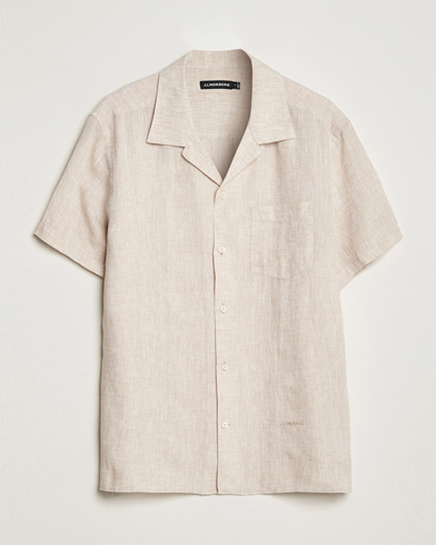 Herren | The Linen Lifestyle | J.Lindeberg | Reg Fit Linen Melange Short Sleeve Shirt Safari Beige