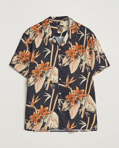 Herren | Neue Produktbilder | J.Lindeberg | Elio Tropical Print Short Sleeve Shirt Navy