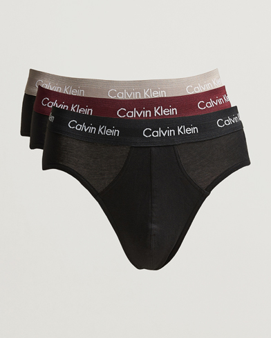 Herren | Slips | Calvin Klein | Cotton Stretch Hip Breif 3-Pack Black/Port Red/Grey
