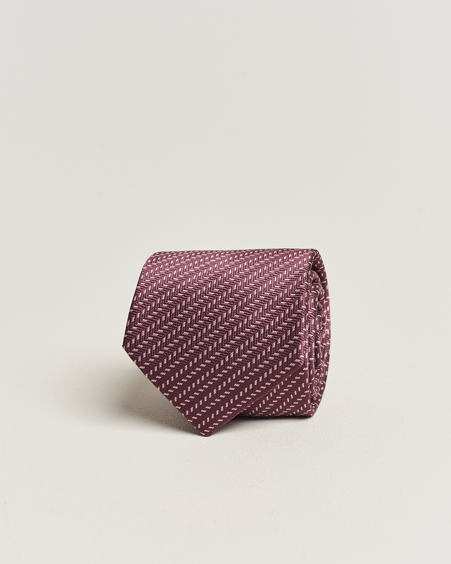  Zig Zag Jacuqard Silk Tie Burgundy
