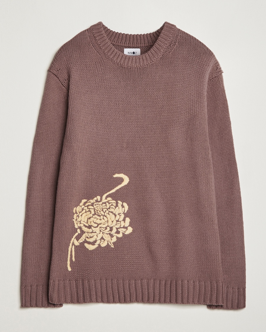 NN07 Jasper Knitted Cotton Sweatshirt Purple Brown - Lila - Strickpullover - Grösse: M