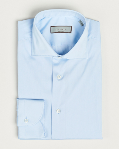 Herren | Quiet Luxury | Canali | Slim Fit Cotton/Stretch Shirt Light Blue