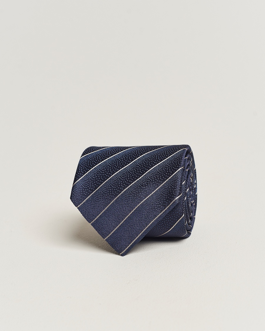  Striped Silk Tie Navy
